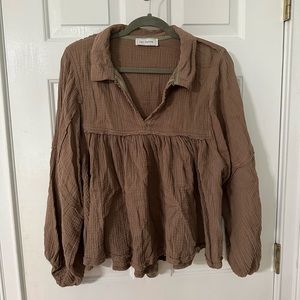 Brown Collard Top from Ces Femme